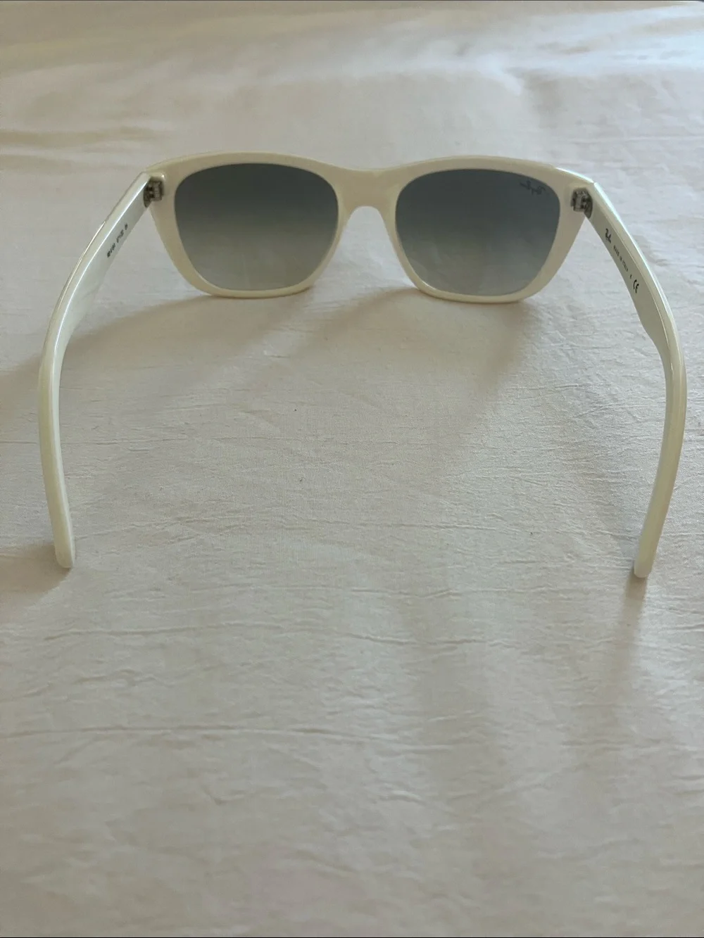 Polished white Ray-Bans, size OS